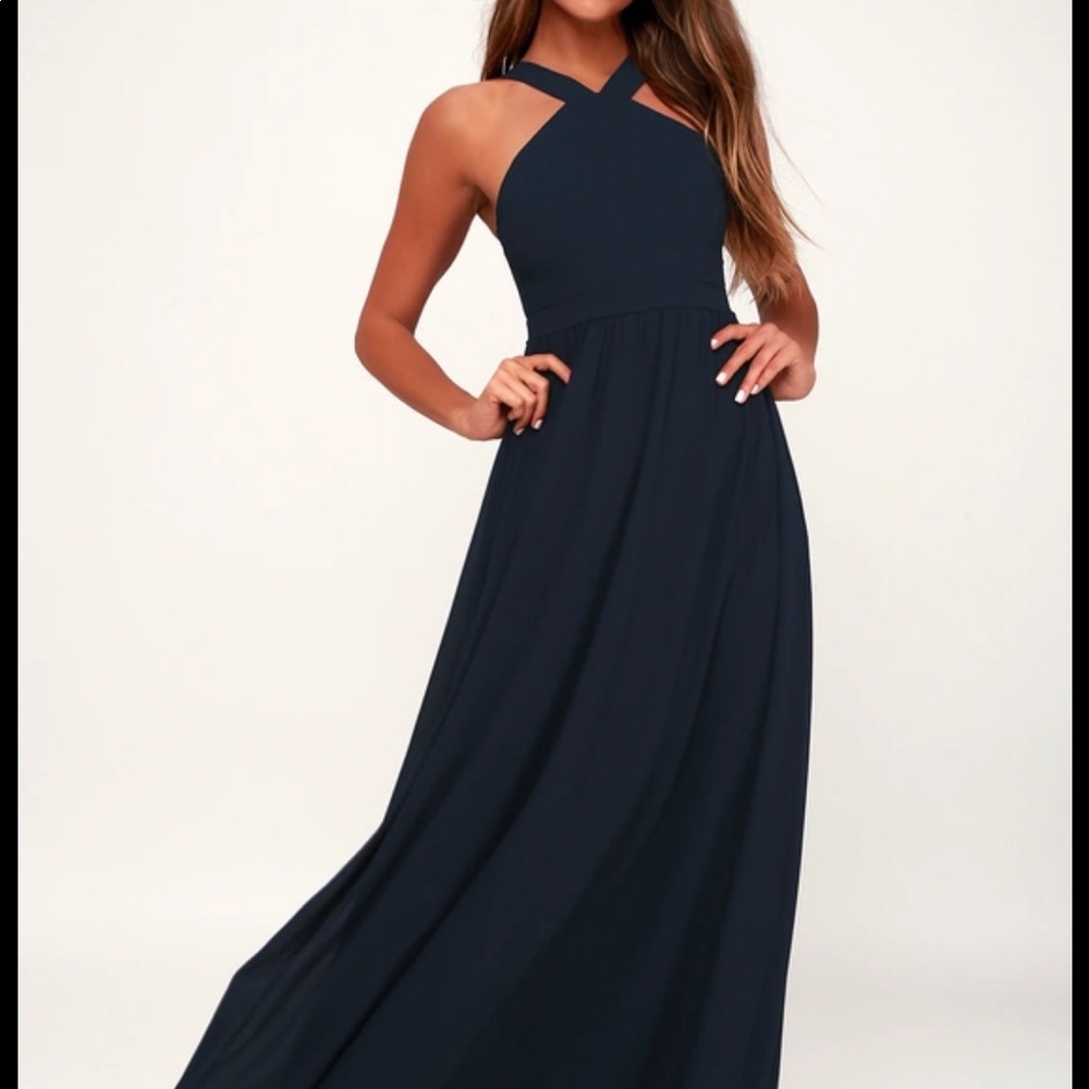 Navy blue full length dress LULUs